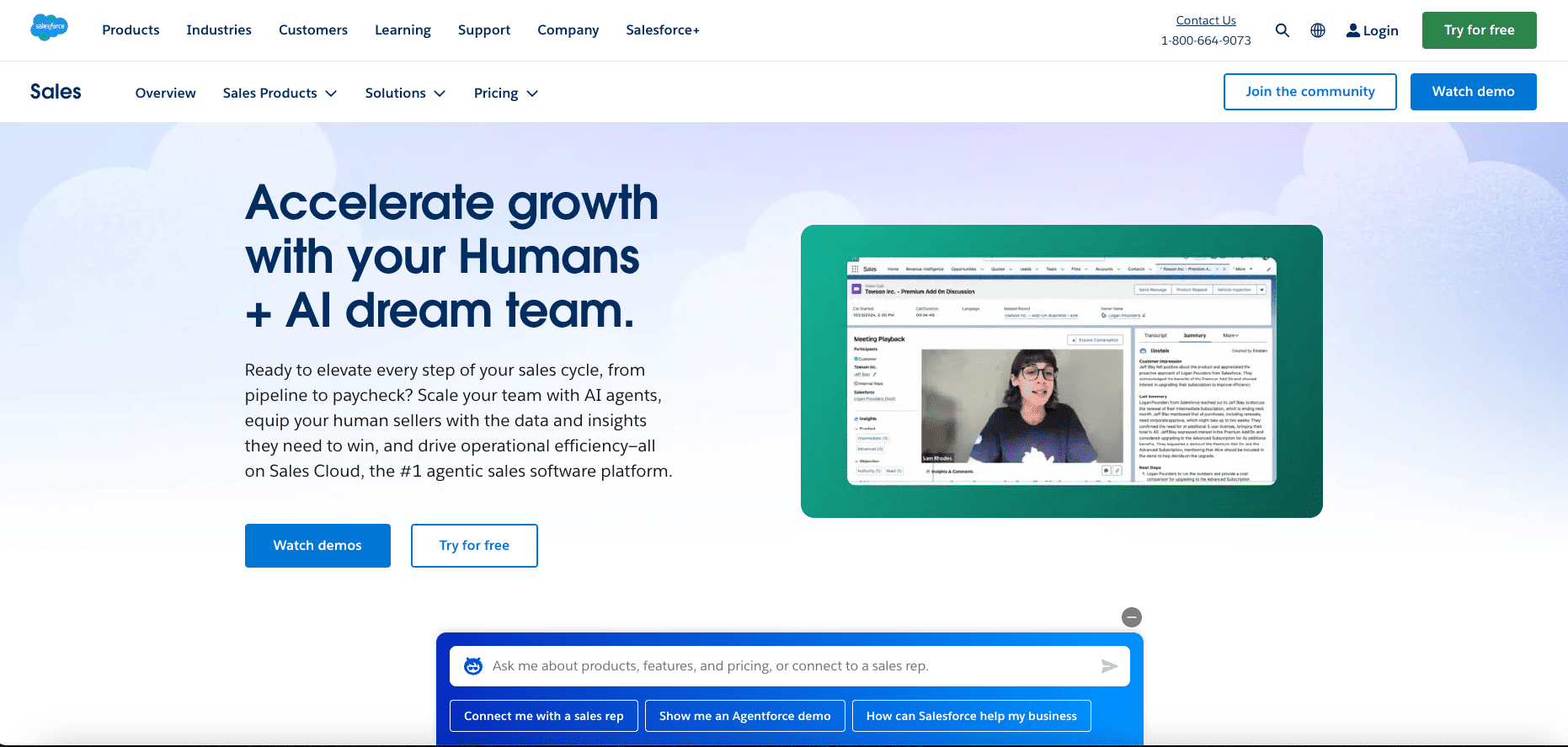 Salesforce sales software with CRM features
