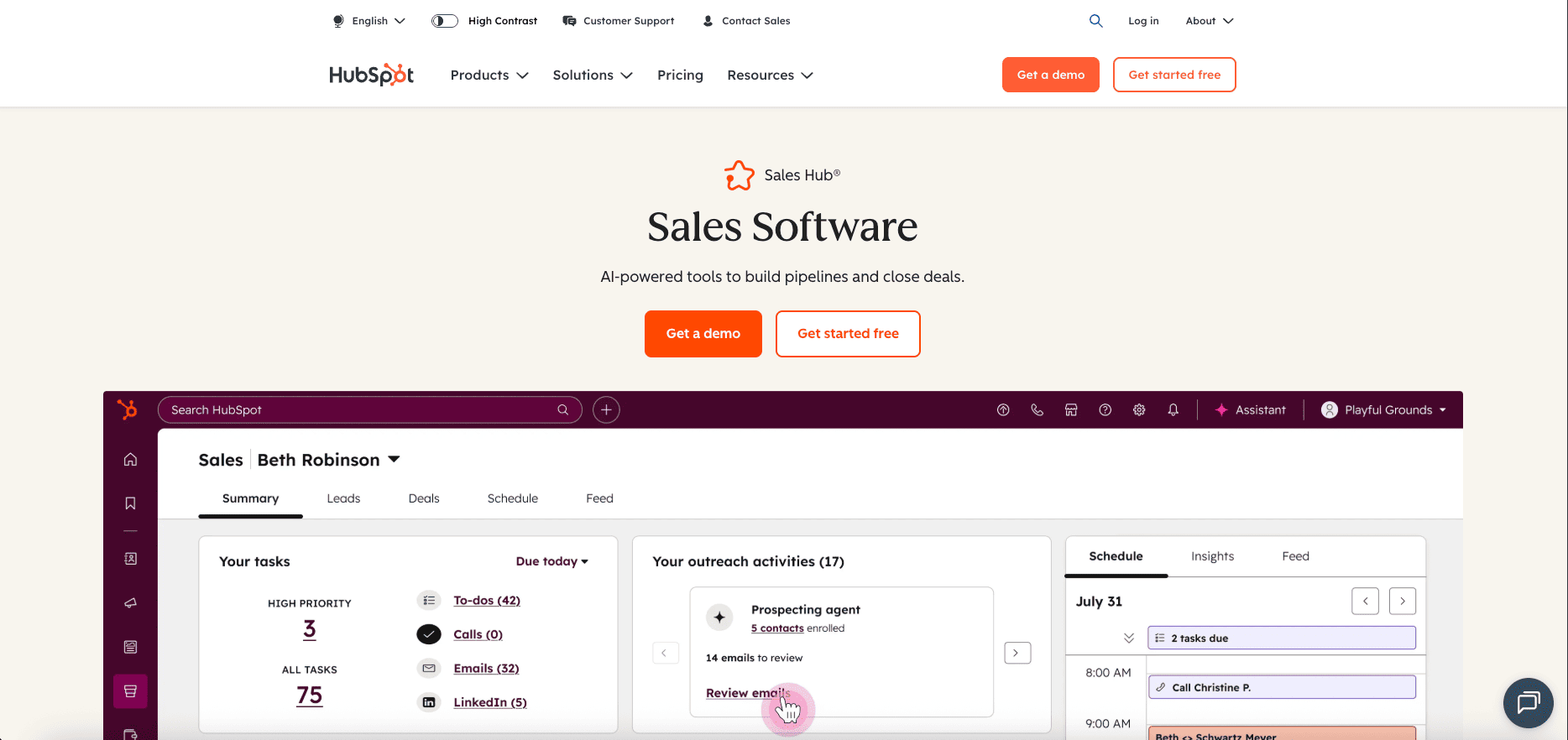 HubSpot sales reports and CRM integration