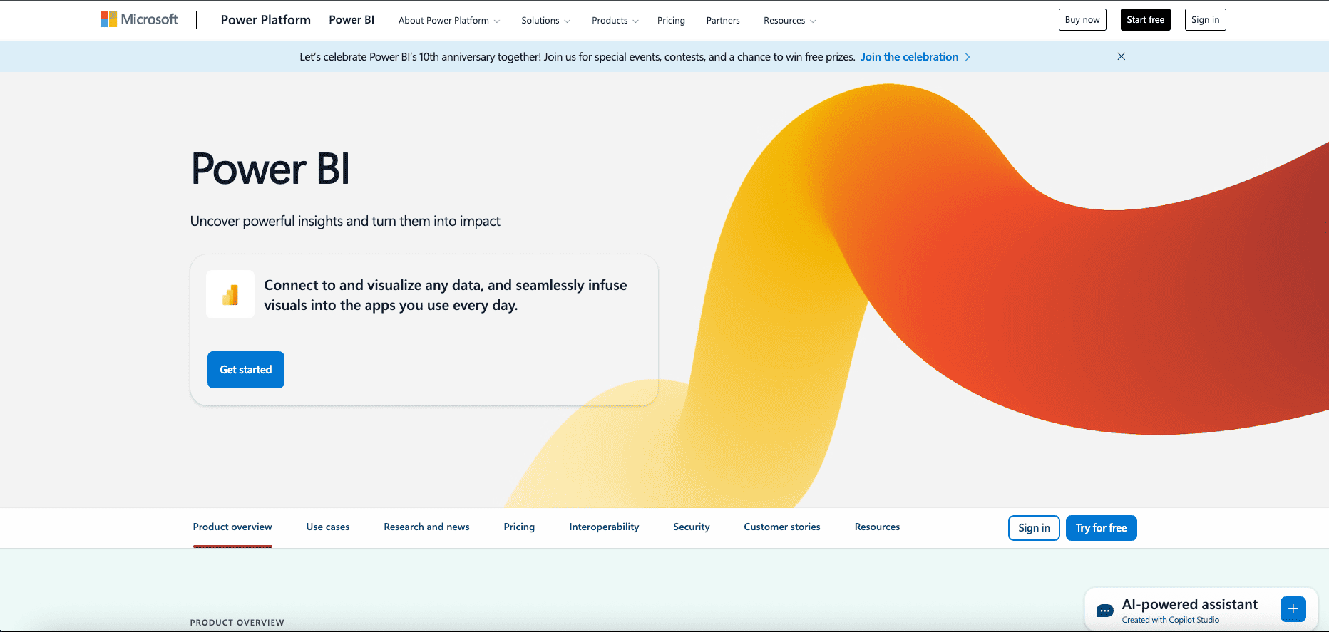 Microsoft Power BI for visual sales analytics and reporting