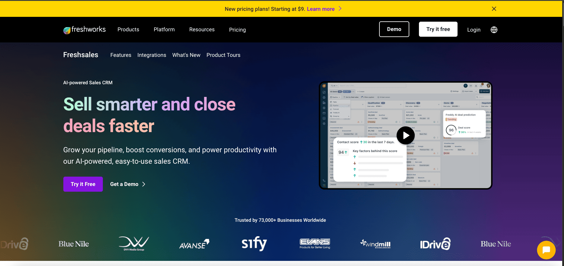 Freshsales CRM and sales reporting dashboard