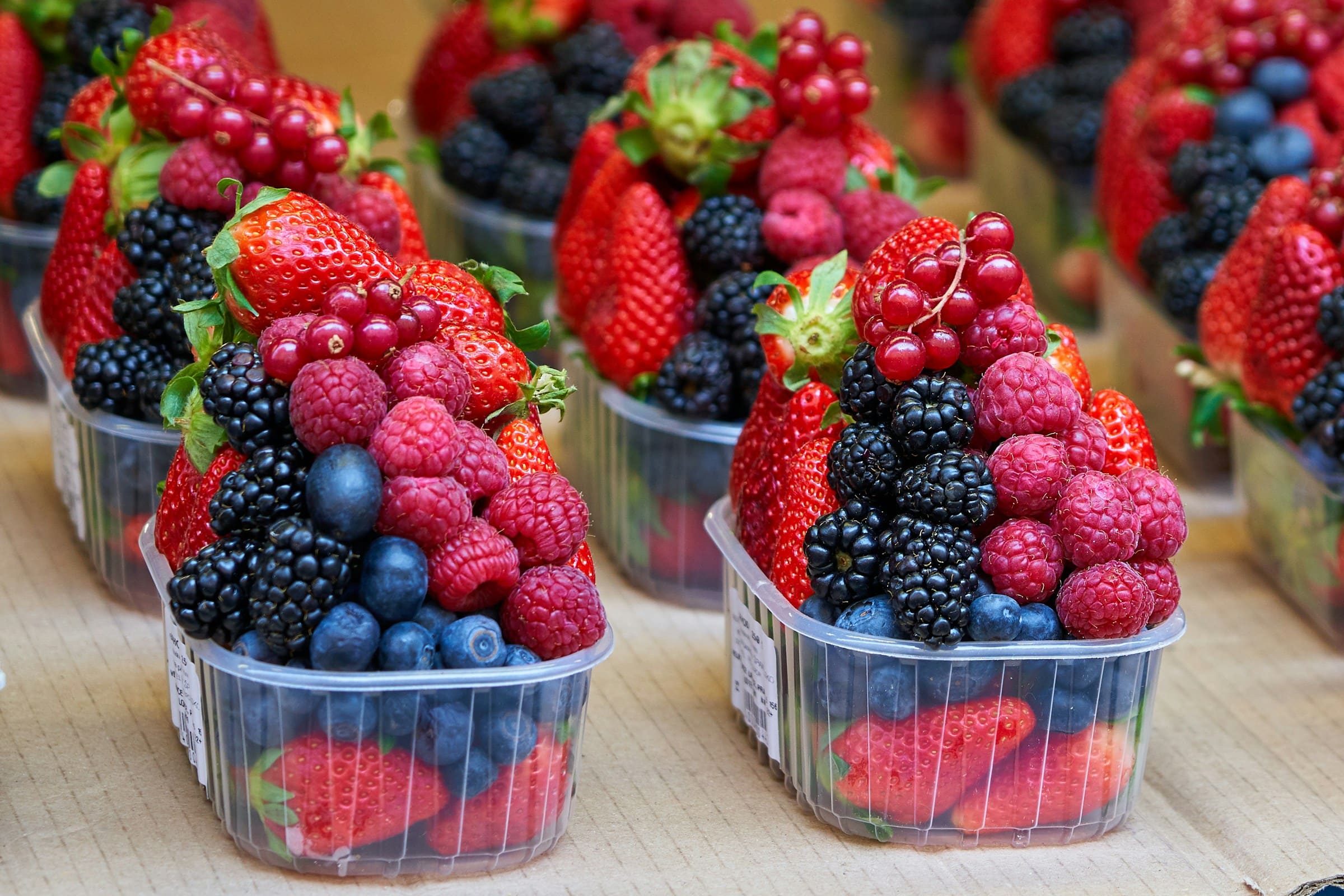 Healthy fresh berries at market