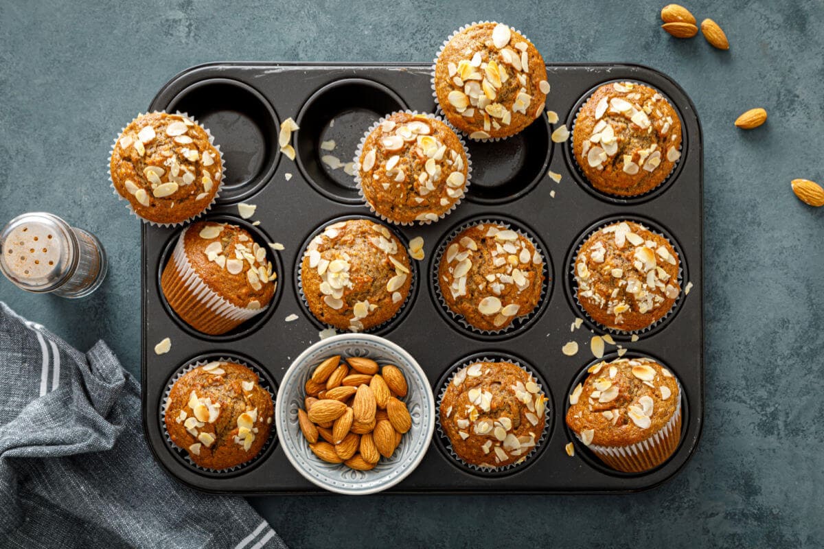 Homemade almond flour muffins tray