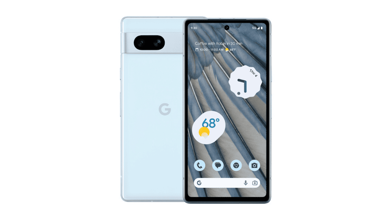 Google Pixel 7A home screen displaying time and weather