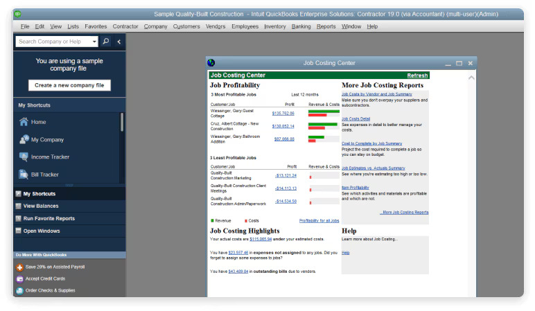 QuickBooks is an enterprise-level construction estimating software