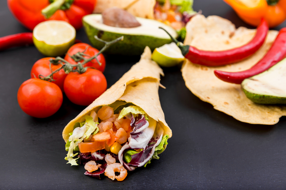 beans and vegetable wraps